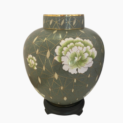 Cloisonne Green Floral Urn Cloisonne Green Floral Urn