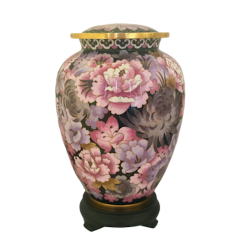 Cloisonne Pink Floral Urn Cloisonne Pink Floral Urn